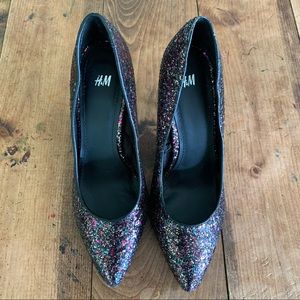 H&M Glitter and Sparkle Heels Size 38 (US Size 8)